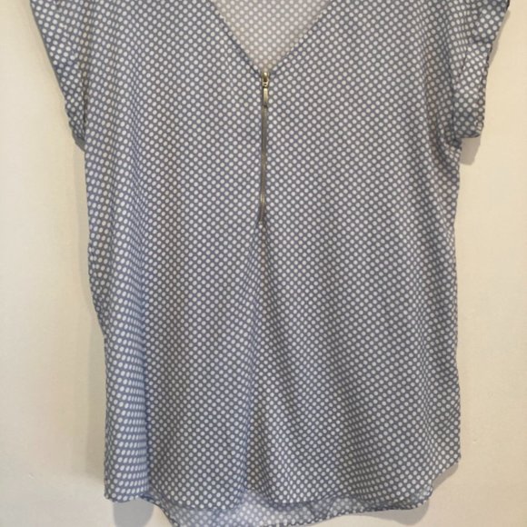 Express Blue and White Polka Dot Blouse - Picture 4 of 4